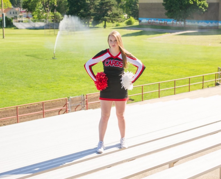 power pose cheer;senior photography madison wi
