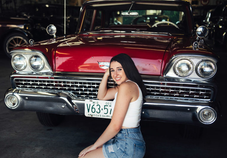 senior photography madison wi, senior picture poses madison wi, senior pictures madison wi, vintage car senior pictures