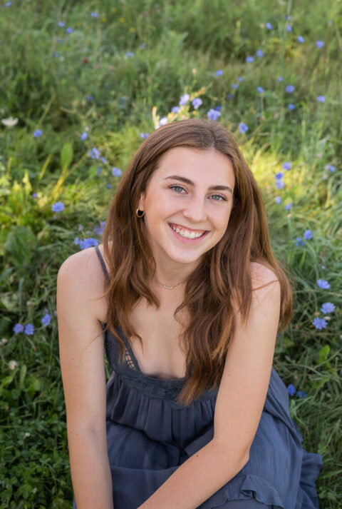Madison WI Senior Portrait Blue Flowers